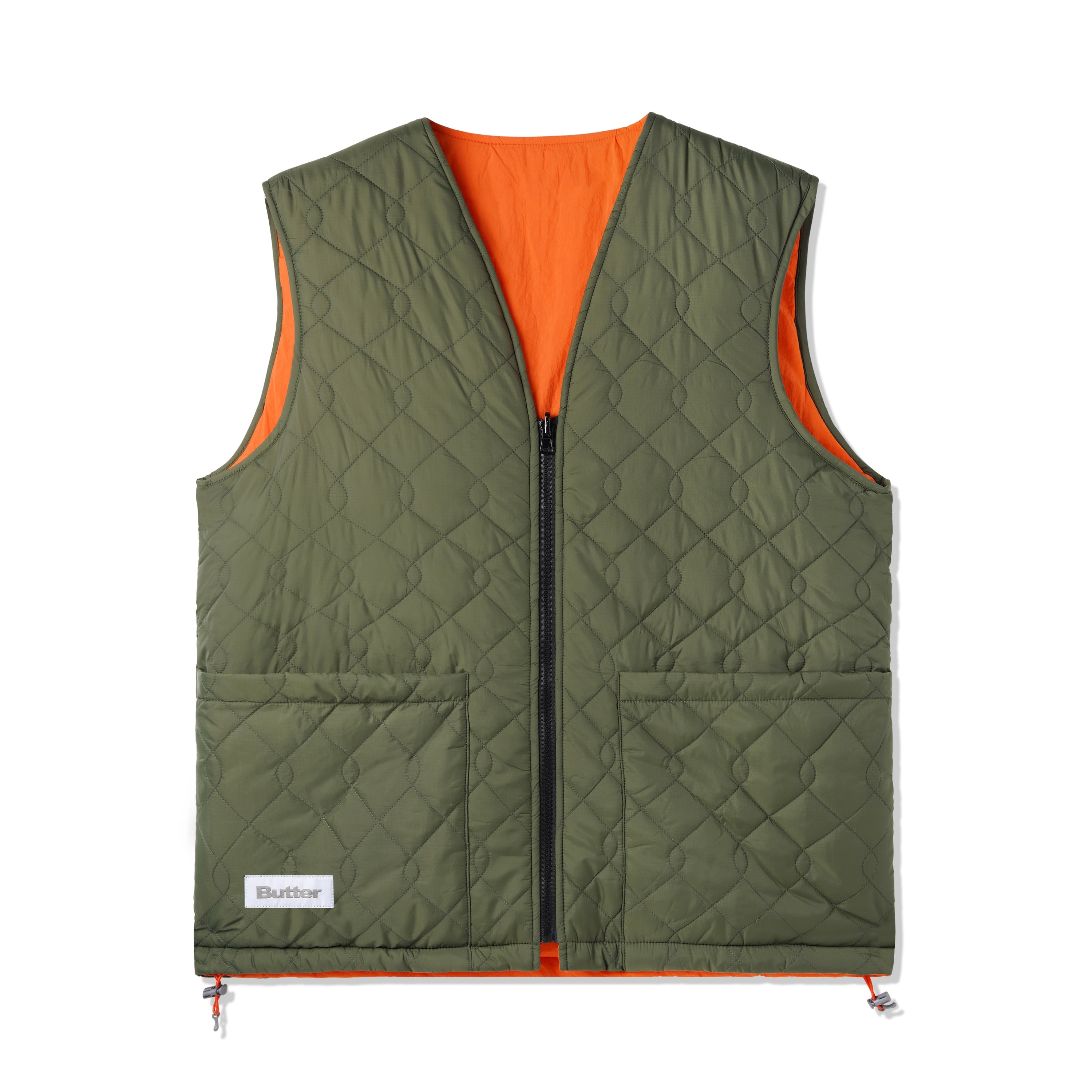 Chainlink Reversible Puffer Vest - Army/Orange