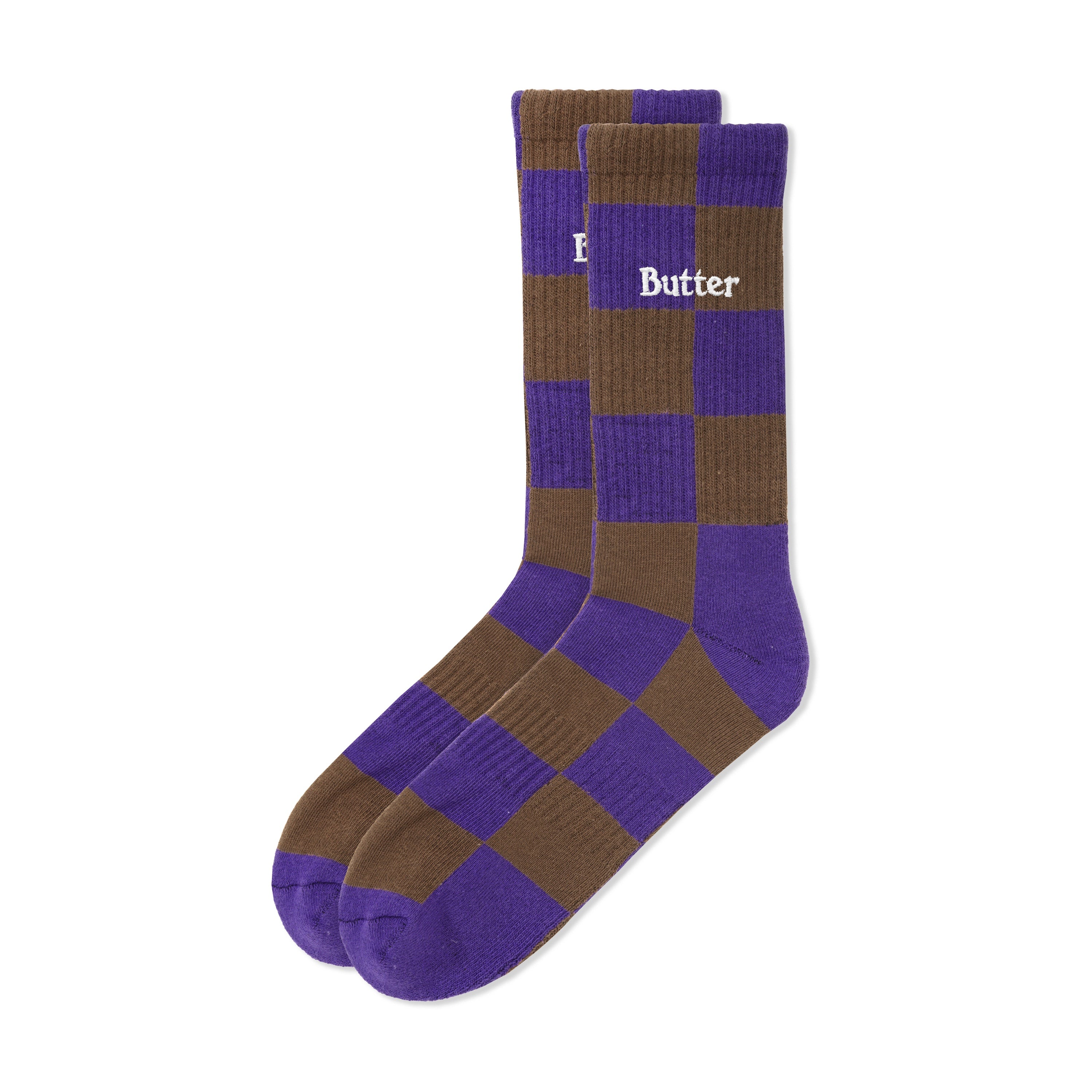 Checkered Socks - Brown/Indigo