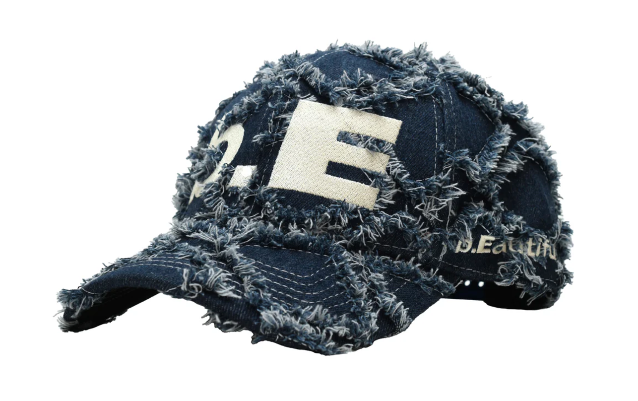 Chapeau bE - Denim bleu marine à losanges